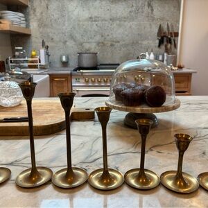 Vintage 7 Brass Candle Holders. Made in India
